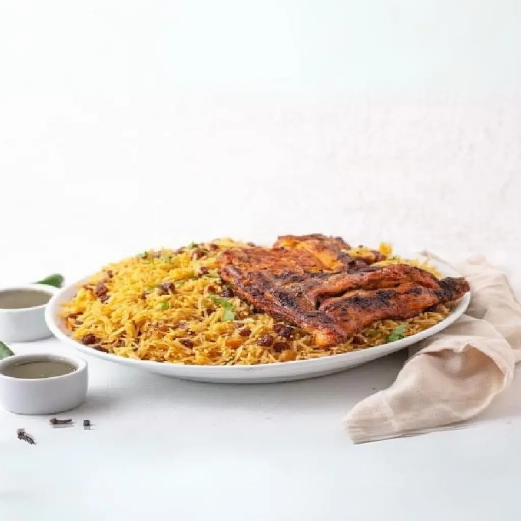 Chicken On Charcoal With Rice